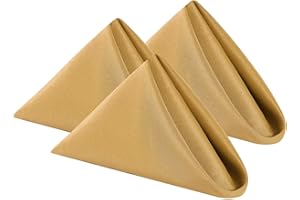 Cupuamon Cloth Napkins 20x20 inch Washable Polyester Dinner Napkins Soft Table Napkins for Wedding Party Dining Banquet(Gold,