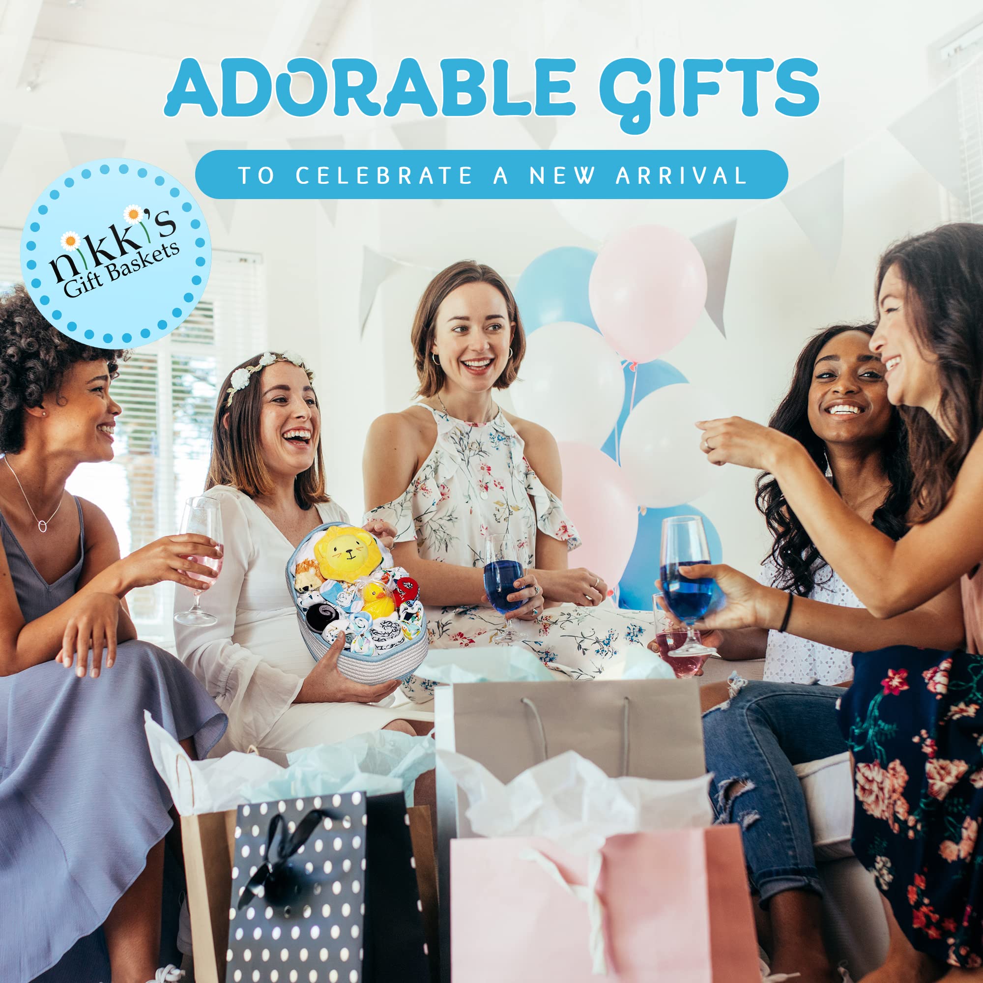 Bassinet New Baby Boy Gift Set, Baby Layette Set with 17-Piece Unique New Baby Essentials for Expecting Moms and New Parents, Blue - Nikki’s Gift Baskets