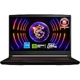 msi Thin GF63 Gaming Laptop: Intel Core i5-12450H GeForce RTX 2050, 15.6" FHD, 144Hz, 8GB DDR4, 512GB NVMe SSD, Type-C USB 3.2 Gen 1, Cooler Boost 5, Win 11 Home: Black 12UCX-484US