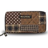 Bella Taylor Slim Card Wallet for Women | Quilted Cotton Fabric Zip Around Credit Card Wallet with RFID Protection | Ironstone Patchwork