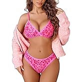 Avidlove Wireless Lace Lingerie Set Floral Print Bra and Panty Sets Cute Naughty Outfits