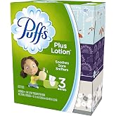 Puffs Plus Lotion Facial Tissues, 3 Family Boxes, 124 tissues per box, 372 Count