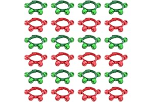 BOUBONI 24 Pcs Adjustable Hand Wrist Jingle Bells Bracelet Percussion Musical Instruments for Kids Christmas Noise Makers Par