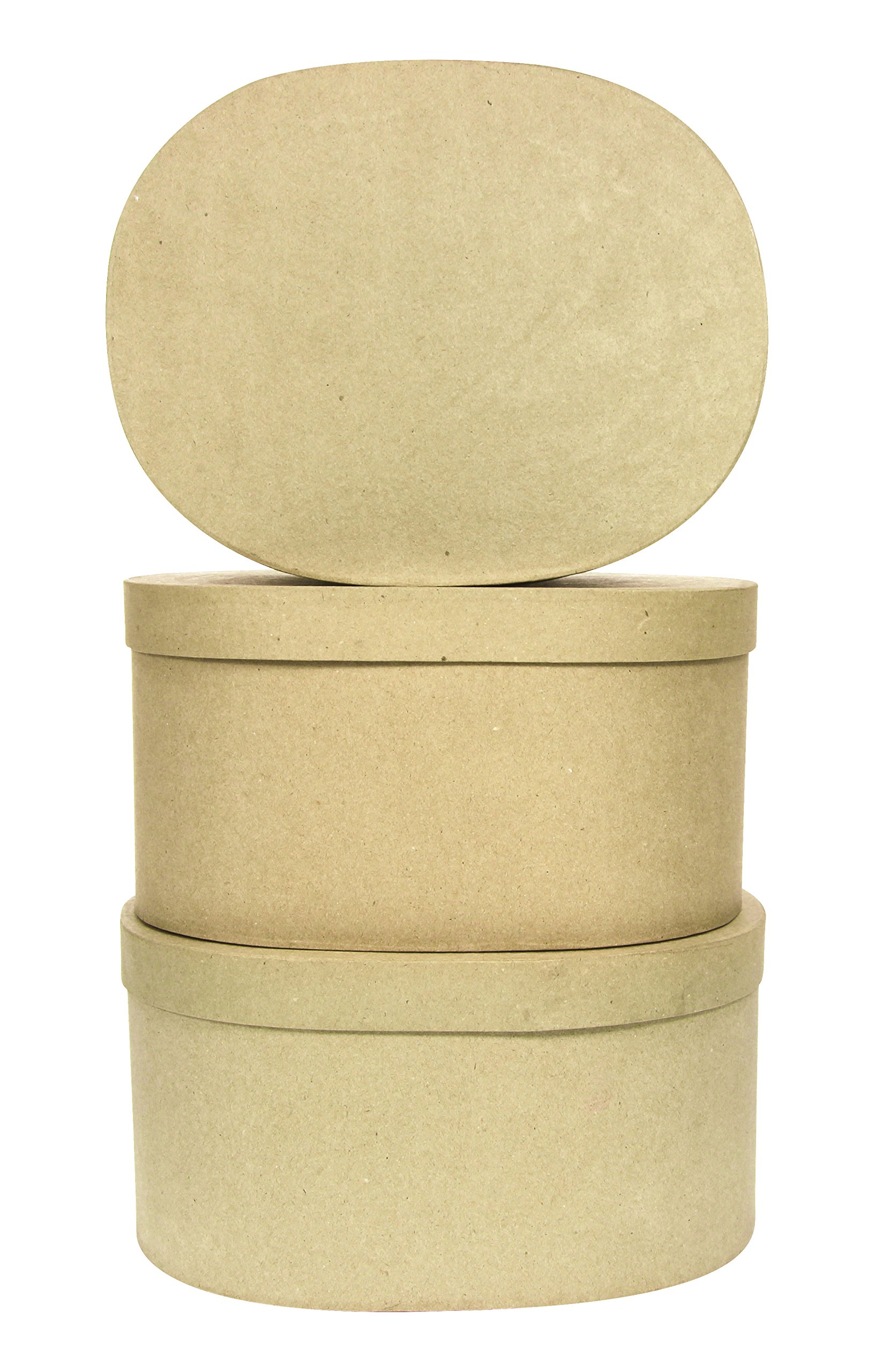 Décopatch - Ref BTS905O - Oval boxes, 3 pack - Papier Maché Object to Decorate - 28 x 22 x 15cm, 29 x 23 x 15cm, 30 x 24 x 15cm - Decorate with Décopatch Papers & PaperPatch Glue, Glitter, Paints