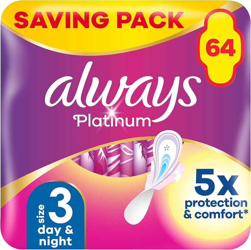 Always Platinum Night Wings 16 Pads x 4 Size 3 Long Pad with Wings