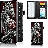 RAUEDWDJS Checkbook Cover for Women Checkbook Holder Wallet,RFID Blocking Checkbook Case,Leather Men Check Book Holder Wallet with Elastic Strap Card Slots Pen Holder-Rose Dragon