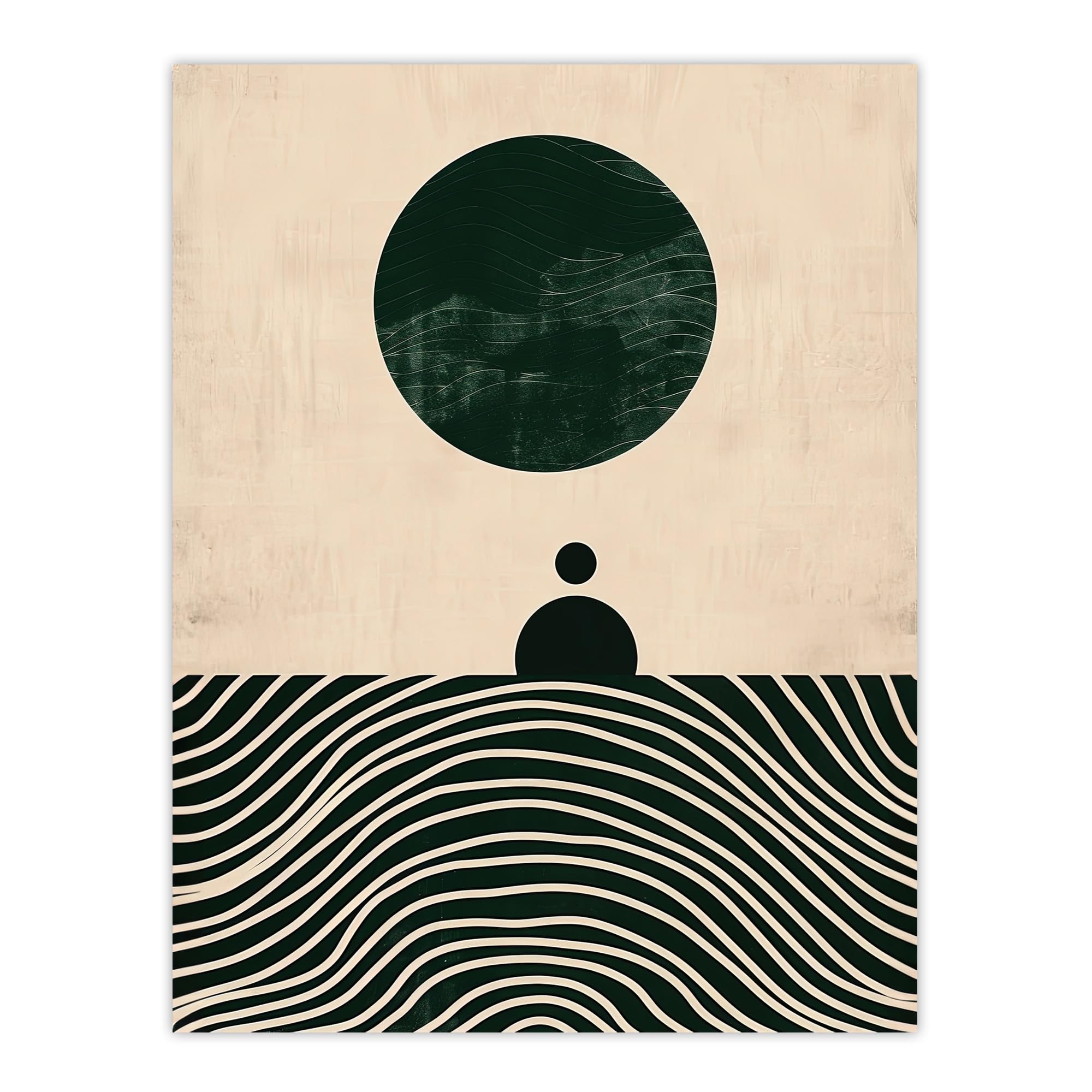 Artery8 Tranquil Green Sea Abstract Calm Bauhaus Design For Living Room Extra Large XL Wall Art Poster Print