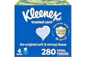 Kleenex Trusted Care Everyday Facial Tissues, 4 Cube boxes, 70 Tissues per Box (280 Count Total)