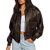 Nitzana Women's Faux Leather Jacket Trendy 2026 Oversized Zip Up Motorcycle Bomber Jacket Coats Fall Winter Outerwear