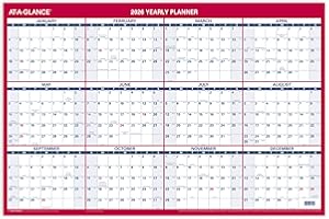 AT-A-GLANCE 2026 Erasable Calendar, Dry Erase Wall Planner, 36" x 24", Large, Vertical/Horizontal, Reversible, Includes Marker (PM262826)