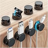 OneLeaf 8 Pack 360° Rotatable Strong Magnetic Cable Clips Cord Holder for Nightstand, 1s Lock Phone Charger Holder, Adhesive Magnetic Cord Clips for Home/Office/Car/Game Station, Smooth Adjustable