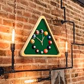 Landical Large Billiard Pool Ball Clock 14 Inch,Beige,Triangle | Pool Table Wall Clock with Solid Wood Frame, for Snooker Game, Billiards Room, Pool Room, Game Room, Bar