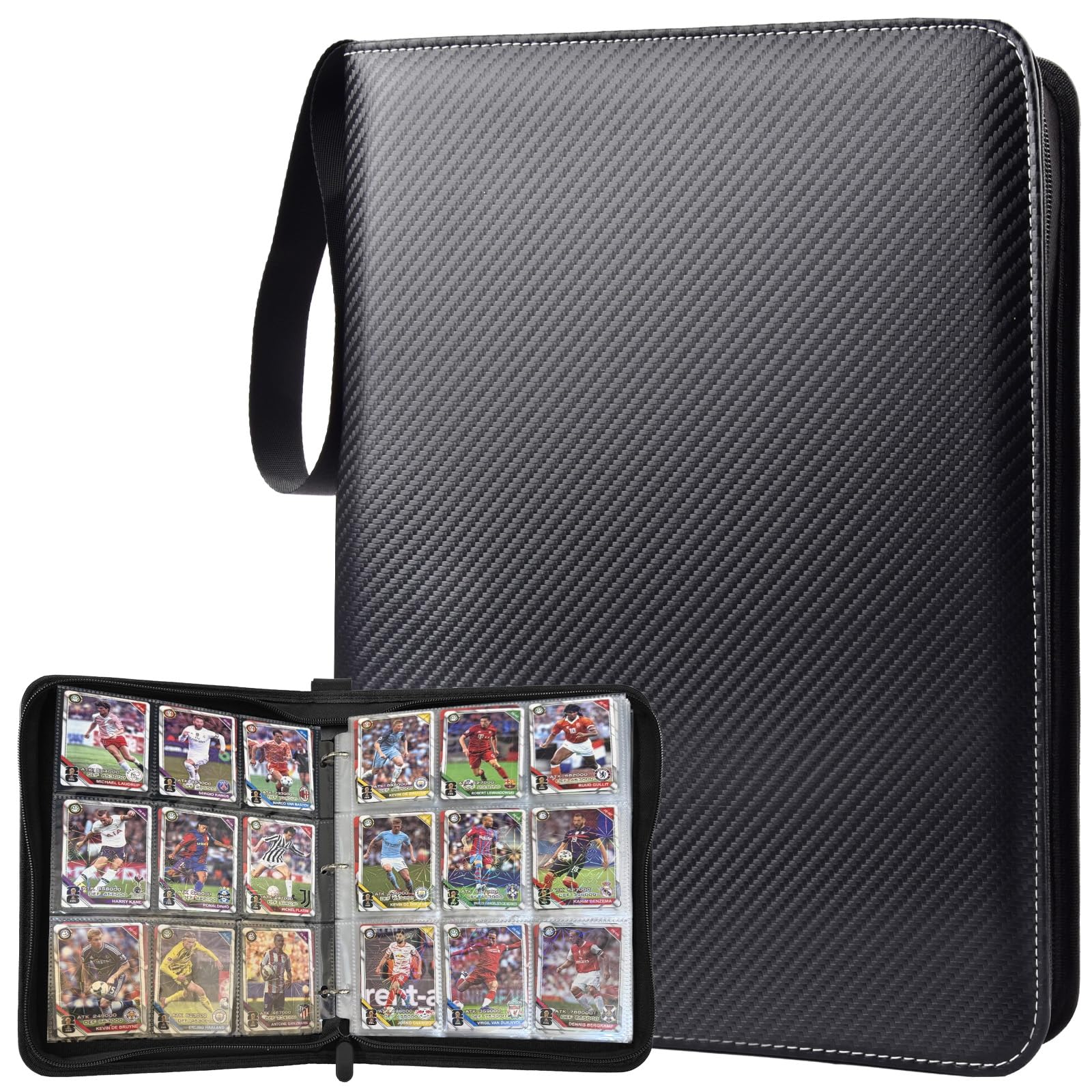 Photo 1 of ULLTOON Portable 9-Pocket Trading Card Binder, Holds 990 Cards with 55 Removable Double-Sided Sleeves, Baseball Card Binder Card Storage Organizer Album for Boys, Girls, Sports & Game Cards