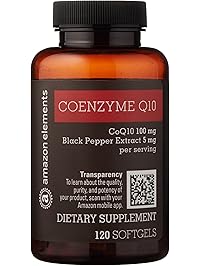 Amazon Brand - Amazon Elements Coenzyme Q10, 100mg, Black Pepper Extract 5mg, 120 Softgels, 4 Month Supply