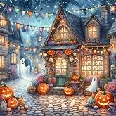 Halloween Street Diamond Art Painting Kits for Adults Beginner,14x14 Inch | 5D Full Round Drill,HD Thickened Canvas,Extra Diamonds,Complete DIY Tools Kit,Stress Relief Craft,Great Gift,Home Wall Decor