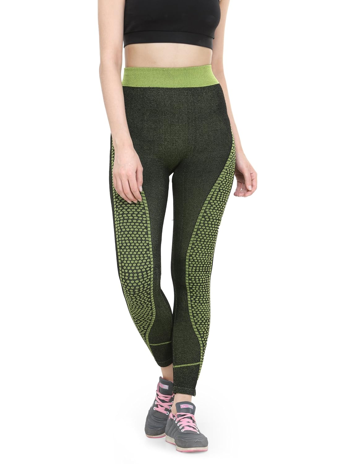 camey women's cotton leggings (lt55_new.green, black, free size)