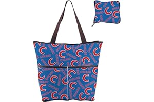 CMNIM Chicago Cubs Folding Tote Chicago Sports Fan Gifts Baseball Reusable Grocery Bag With Zipper for Baseball Lover Gift