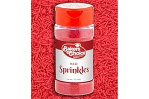BAKER'S CHOICE Bakers Choice Red Sprinkles for Baking - Jimmies Sprinkles for Ice Cream Toppings - Dairy Free, Kosher 2.8 oz.