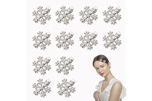 DUOJINSANXI 12 Pcs Snowflake Hair Clips, Snowflake Hair Accessories, Rhinestone Pearl Hair Clips, Christmas Sparkly Hair Clips, Cute Hair Pins, Small Silver Metal Hair Barrettes for Women Girls