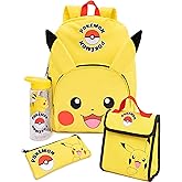 Pokémon Pikachu Kids Backpack Set | 4-Piece School Bag with Lunch Bag, Pencil Case & Water Bottle