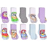 Bluey Socks 10 Pack Toddler Socks with Grips for Boys and Girls 2T–4T – Non Slip Crew Socks – Great Gifts Set