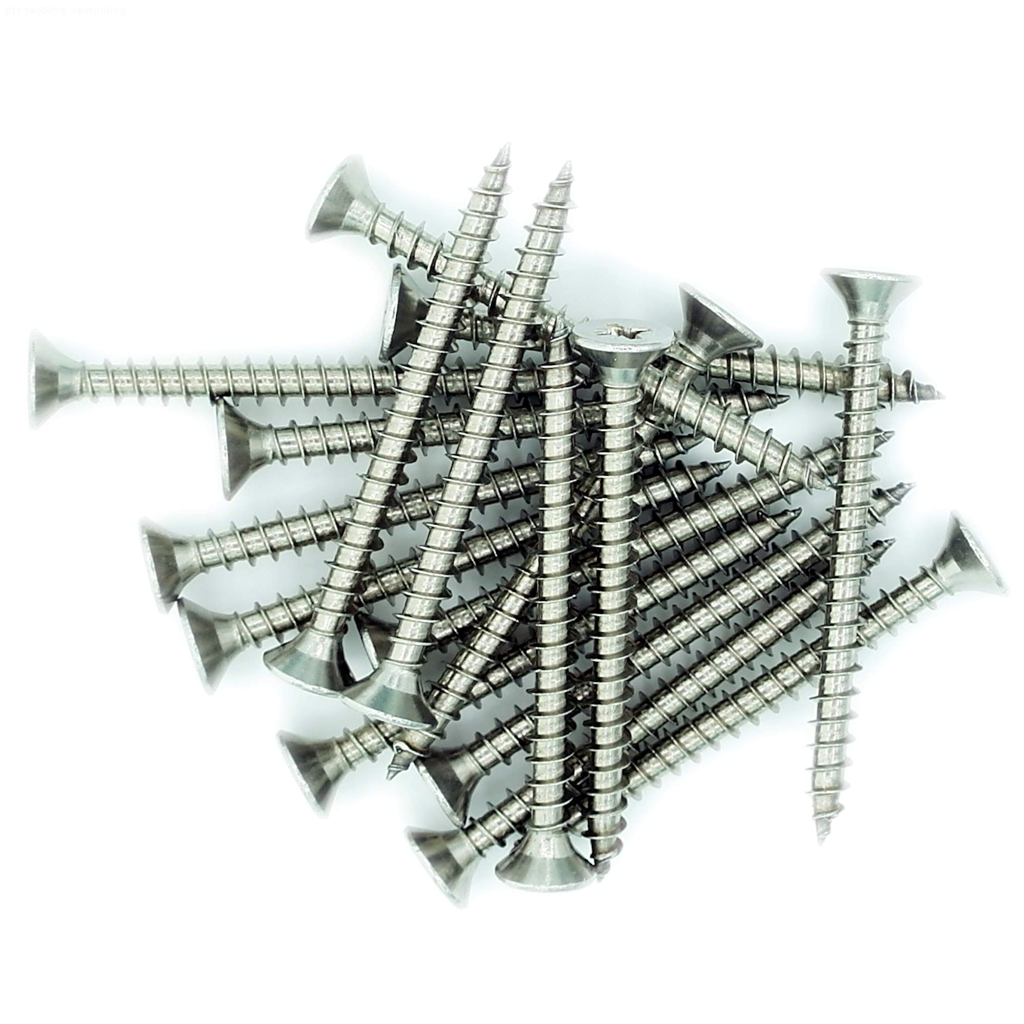 No.5 x 1.6 (3.5mm x 40mm) Pozi Countersunk Chipboard Screw - Stainless Steel (A2) (Pack of 20)