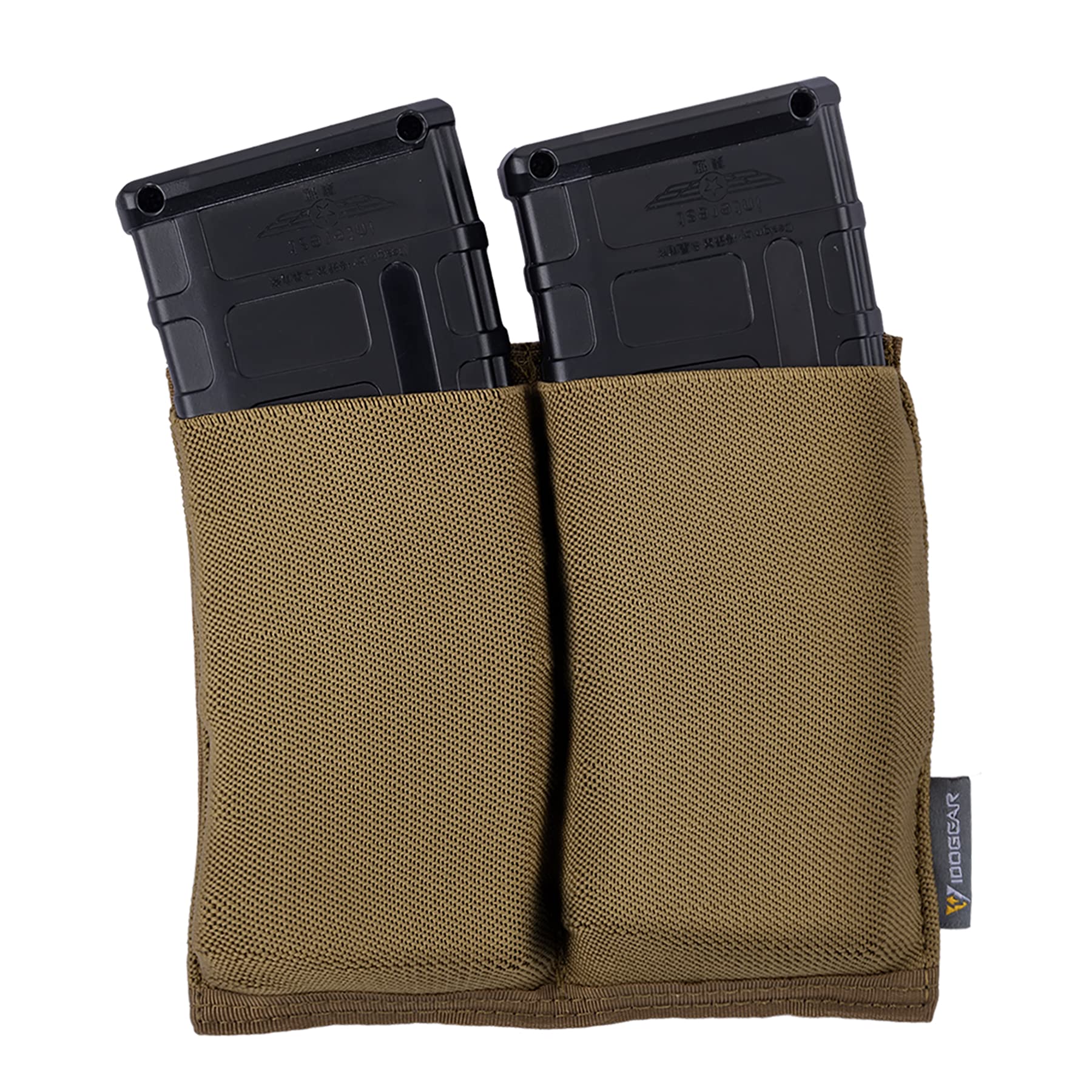 IDOGEAR Double Mag Pouches M4 MOLLE Magazine Pouch Elastic Tactical Mag Holder for Rifle Magazines (Coyote Brown)