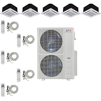 Amazon.com: Five 5 Zone Ductless Mini Split Ceiling Cassette Air  Conditioner Heat Pump 9k 9k 12k 12k 18k : Home u0026 Kitchen