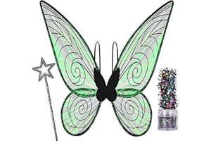 U-ZOMIR Fairy Costume Wings for Women Girls, Sparkle Butterfly Angel Wings Halloween Costume Dress up Christmas Party Favor