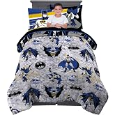 Franco Kids Bedding Super Soft Comforter and Sheet Set with Sham, 5 Piece Twin Size, Batman