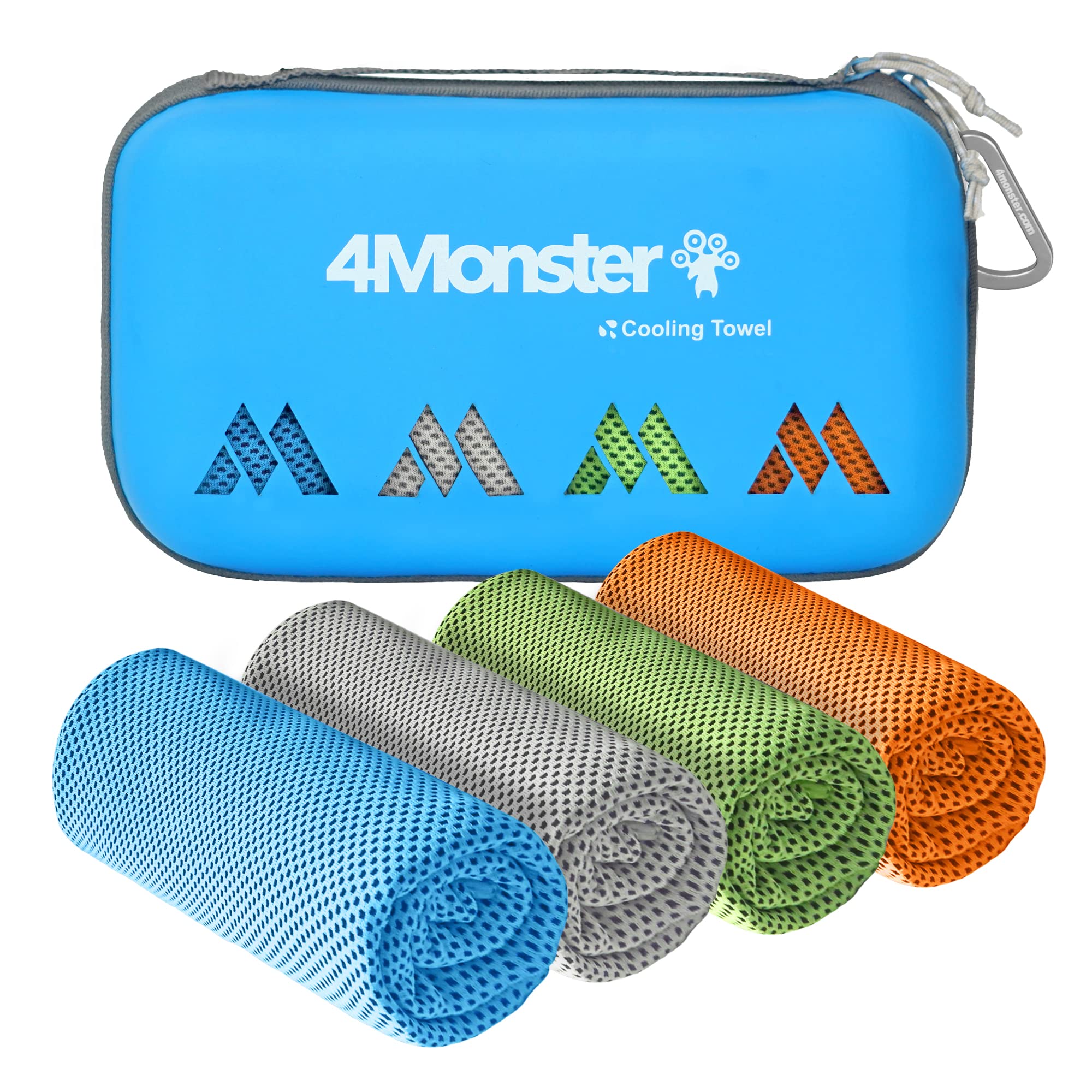 4Monster Cooling Towels for Neck and Face, 4 Pack Cooling Towels for Hot Weather (100x30cm), Soft Breathable Chilly Towels, Ice Towels for Golf, Gym, Yoga, Sports, Camping, Running, Cycling, 4colors