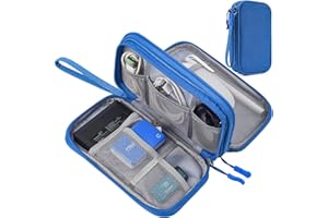 CAOODKDK Electronics Accessories Organizer Pouch Bag, Electronic Organizer Travel Case Cable Organizer Electronics Accessories Bag for Cable, Charger, SD Card, Business Travel Gadget Bag (Blue)
