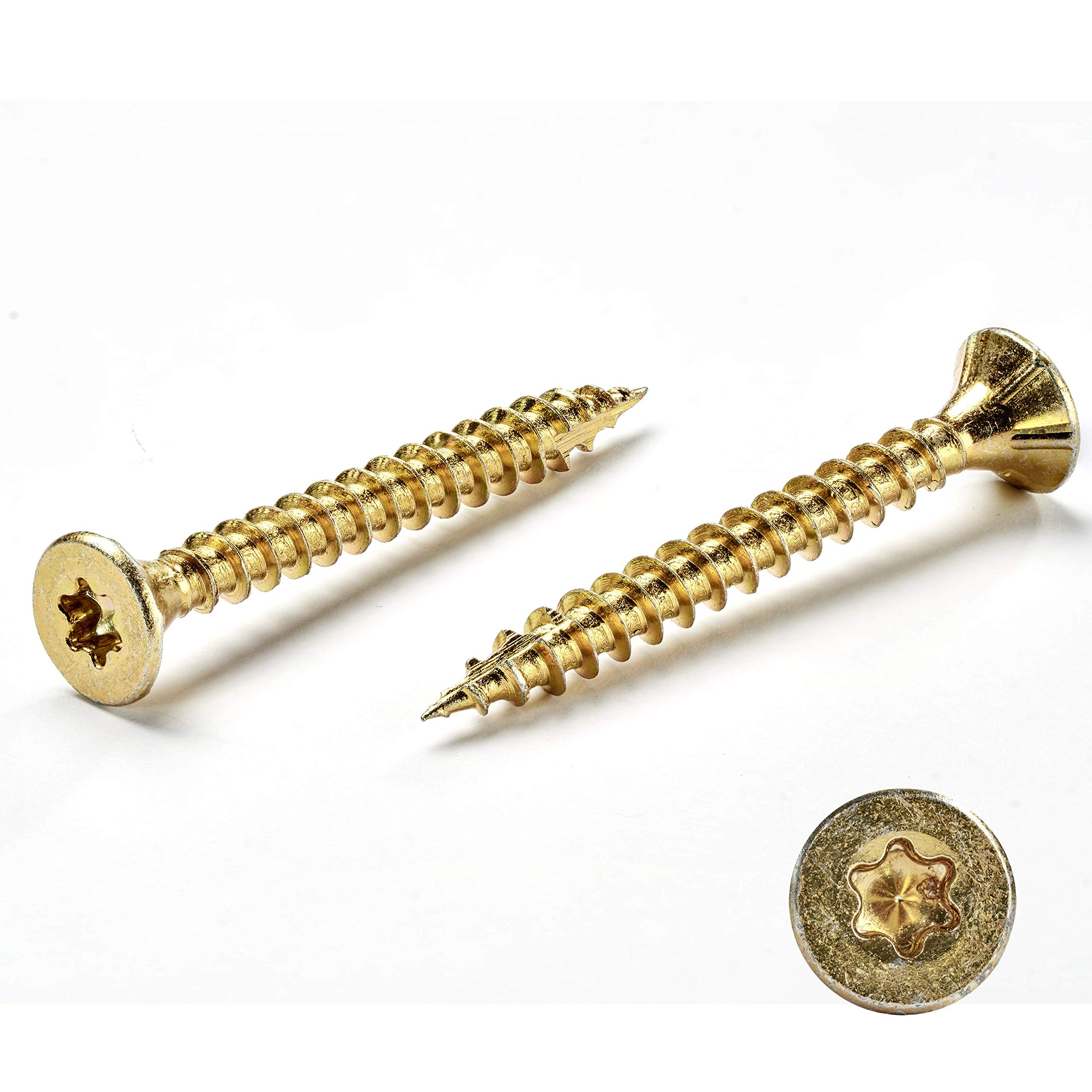 INNONEXXT Premium Chipboard Screws | milling ribs | Cut Tip | Deck Screws, Wood Screws, Universal Screws | yellow galvanized | Made in Germany | internal spline| 500 pieces | 4.0 x 30mm — image 1