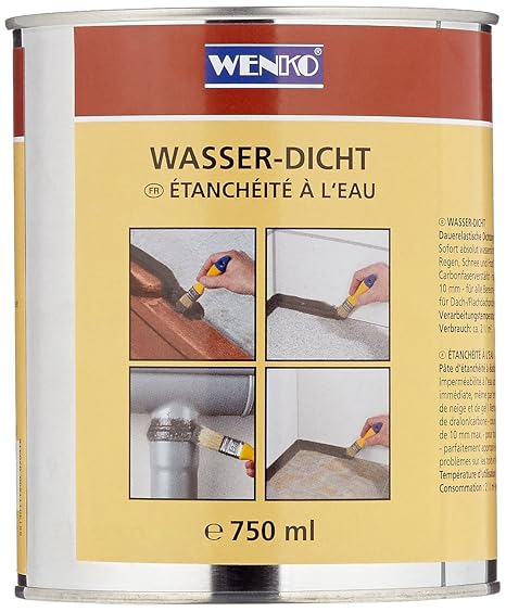 Wenko Wasserdicht 750 ml - Dichtungsmasse, Fassungsvermögen 0,75 L, Chemische Zusammensetzung, 10 x 12 x 10 cm, 1 Stück, grau