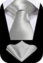 TIE G Solid Satin Color Formal Necktie and Pocket