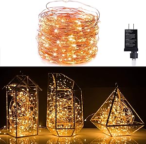40Ft 120 LED Fairy Lights Waterproof Starry Firefly String Lights Plug in on a Flexible Copper Wire Perfect for Christmas Party DIY Wedding Bedroom Indoor Party Decorations, Warm White