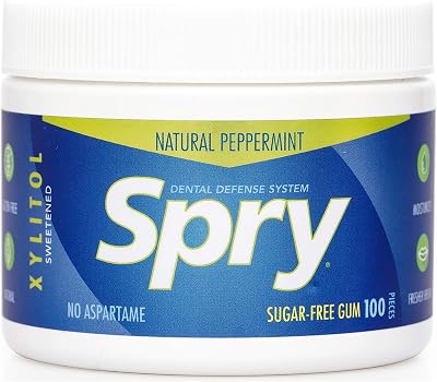 Spry Fresh Natural Xylitol Chewing Gum Peppermint 100 Count Pack