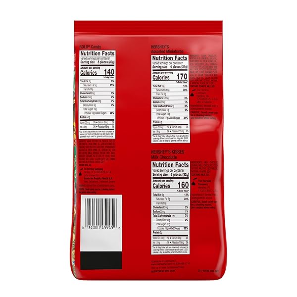 HERSHEY’S, REESE’S AND ROLO ASSORTED CHOCOLATE FLAVORED, CHRISTMAS CANDY BULK BAG, 34.2 OZ
