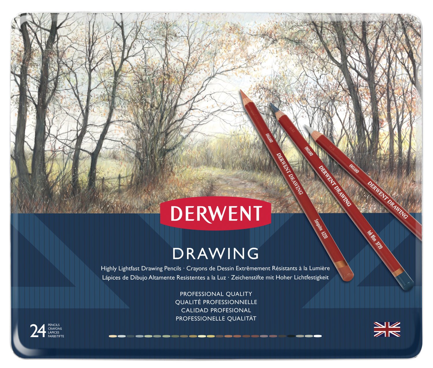 Derwent Drawing Colouring Pencils Tin MultiColoured, Set of 24