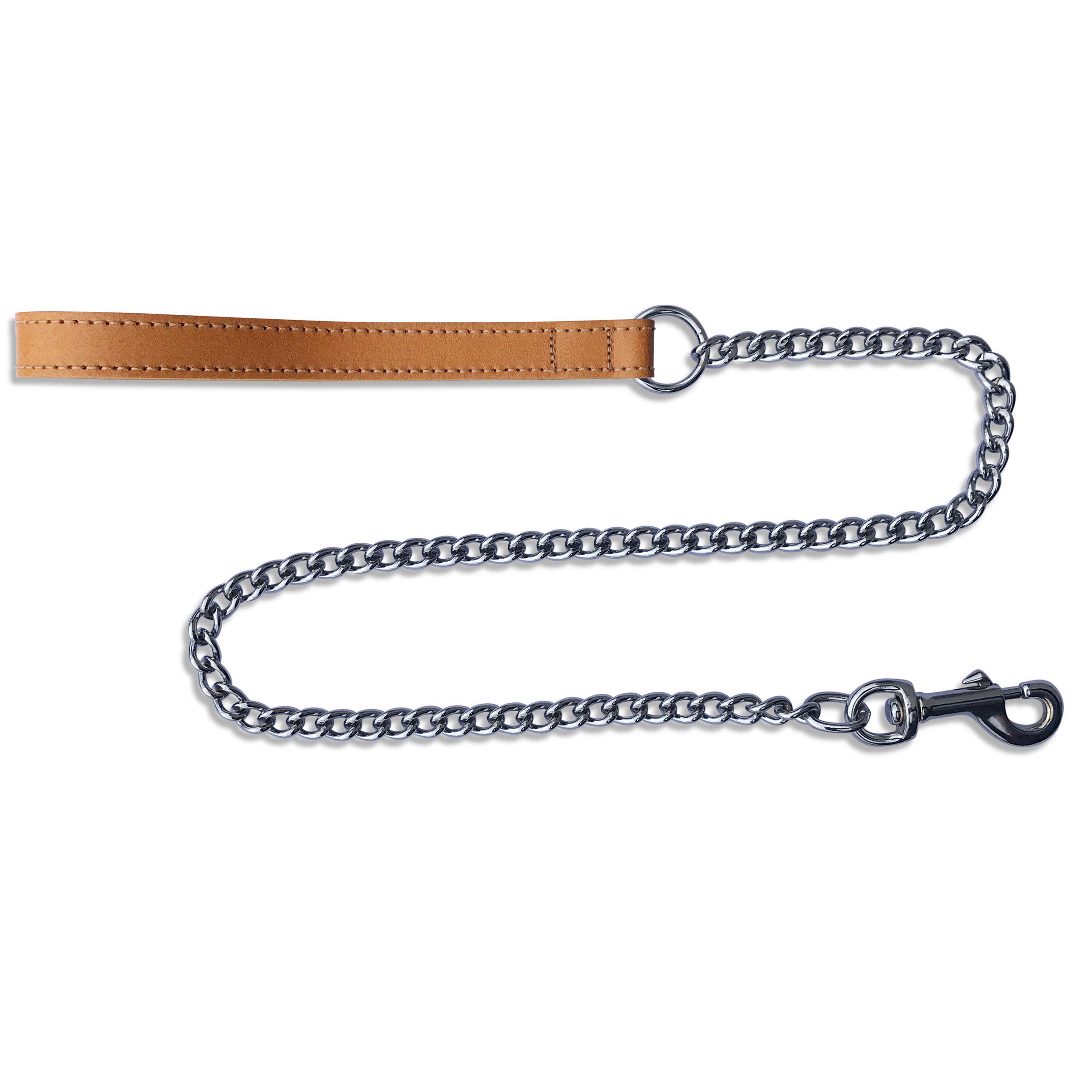 BBD 36-inch Heavy Leather Chain Lead, Tan