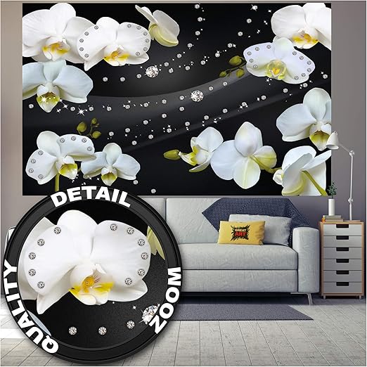 Poster Orchid With Diamonds Picture Decoration Glamour Black
