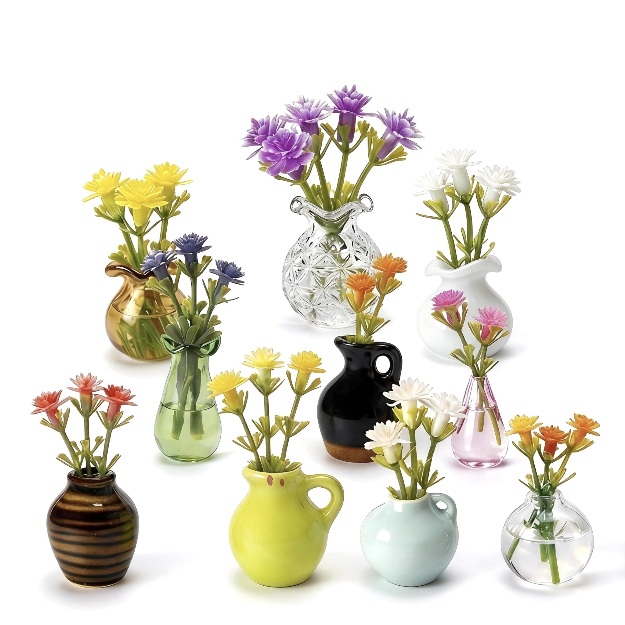 Photo 1 of 10-Pack Magnetic Mini Bud Vases Gift Set – Mixed Ceramic & Glass Holders for Fridge, Locker & Whiteboard – Upgraded Slam-Proof Magnets – Cute Bulk Gifts for Coworkers, Teachers & Office Decor