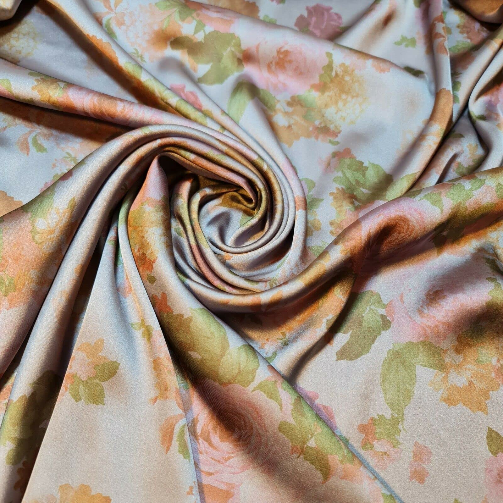 100% Polyester/Poly Silk Silky Satin Fabric, Dressmaking, Wedding, Prom - Dress Craft Fabric Material 58" - 150 cm Wide Sold As 1 Meter Pre - Cut Lengths (Mauve Pink Roses)