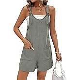 Ekouaer Rompers for Women 2025 Fashion Ribbed Knit Jumpsuit Scoop Neck Loose Outfit Wide Leg Summer One Piece Shortalls