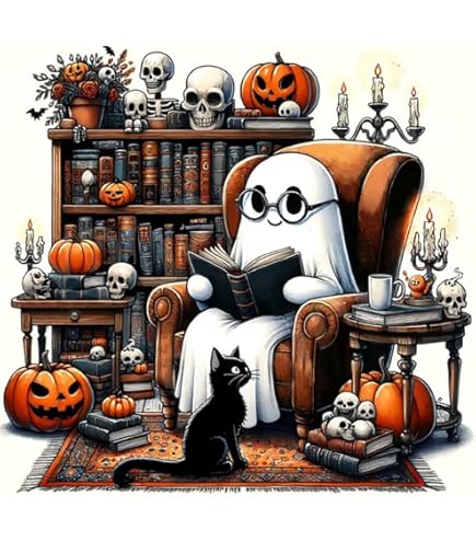 Halloween Cross Stitch Kit - Beginner Friendly Stamped Pumpkin Ghost Castle 11CT Embroidery
