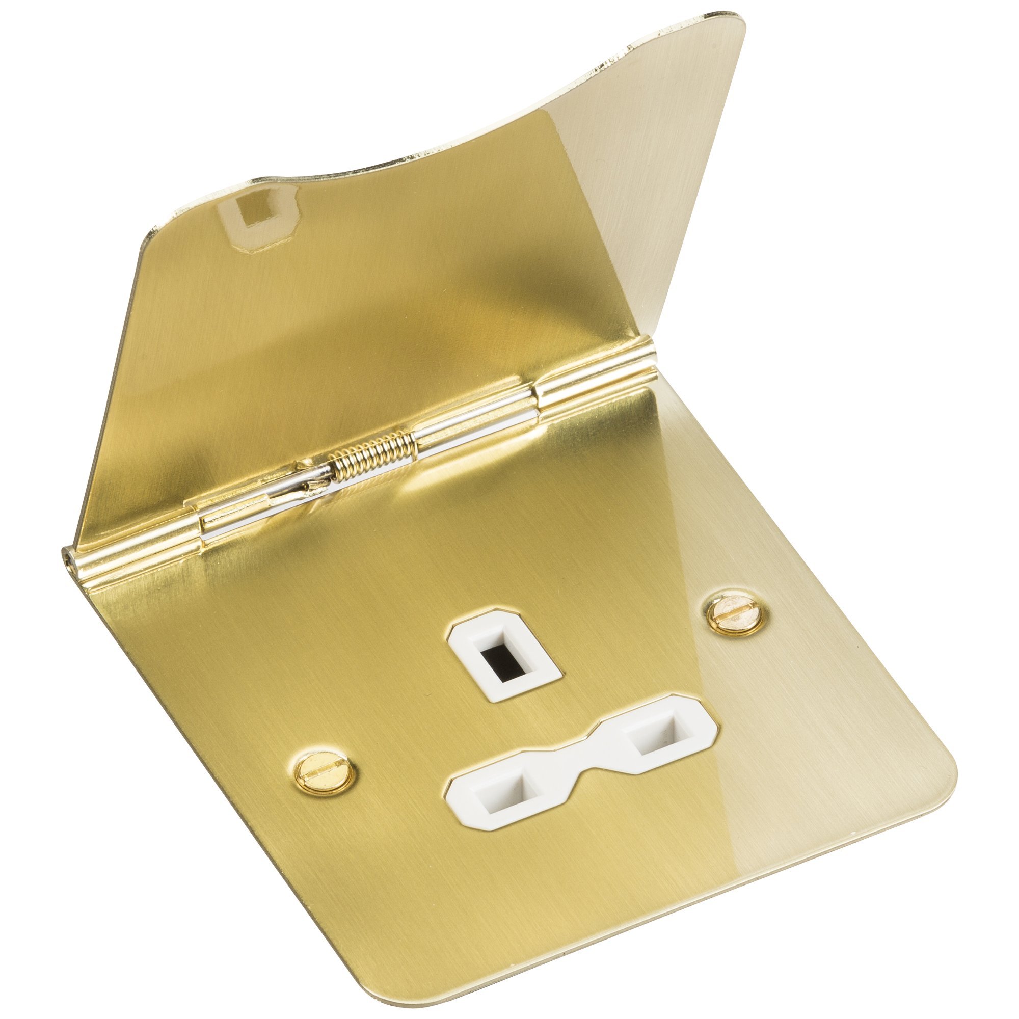 Knightsbridge FP7UBBW 13 A 1G Unswitched Floor Socket, Brushed Brass