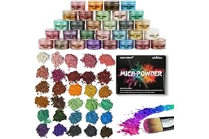 30 Color Pigments Shimmer Mica Powder - DIY Soap Making, Candle Making,Resin Dye, Mica Powder Organic for Soap Molds - Bath B