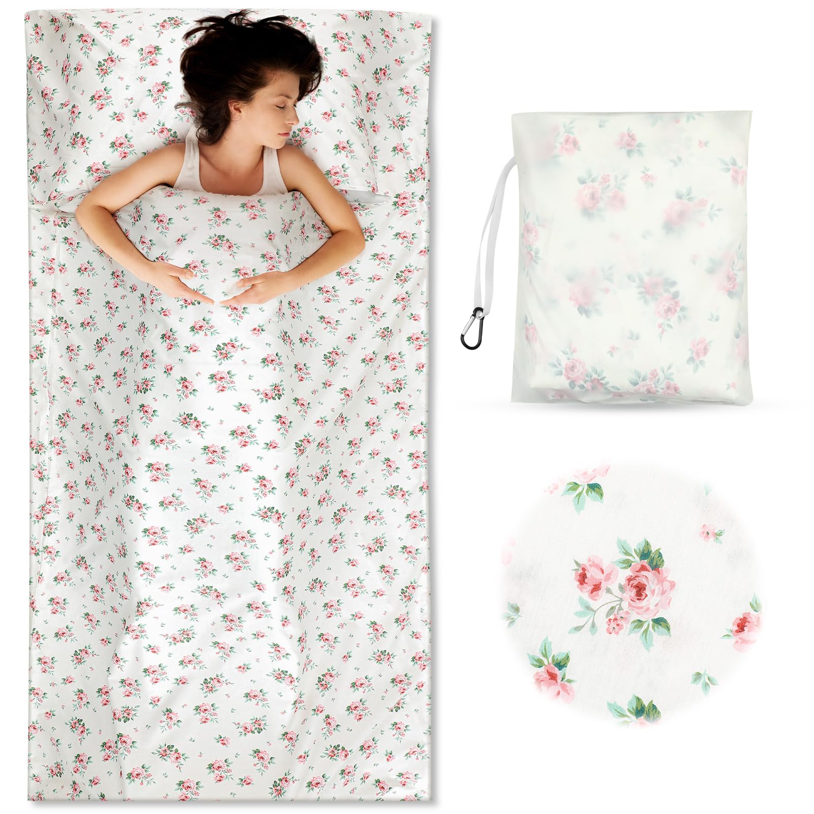 Photo 1 of Sleeping Bag Liner 100% Cotton for Women Adult, 86 x 41 Pastoral Floral Cotton Sheet & Camping Sheet for Backpacking, Hotel, Traveling, Comfy Easy Care, Sleeping Bags with Zipper, with Storage Bag