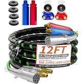 12FT 3 in 1 Trailer Air Line Hose Kit with Gladhands, Handles, Seals | 7 Way ABS Electrical Power Cable, Airline Hose Wrap, For Semi Trucks Trailer Tractor