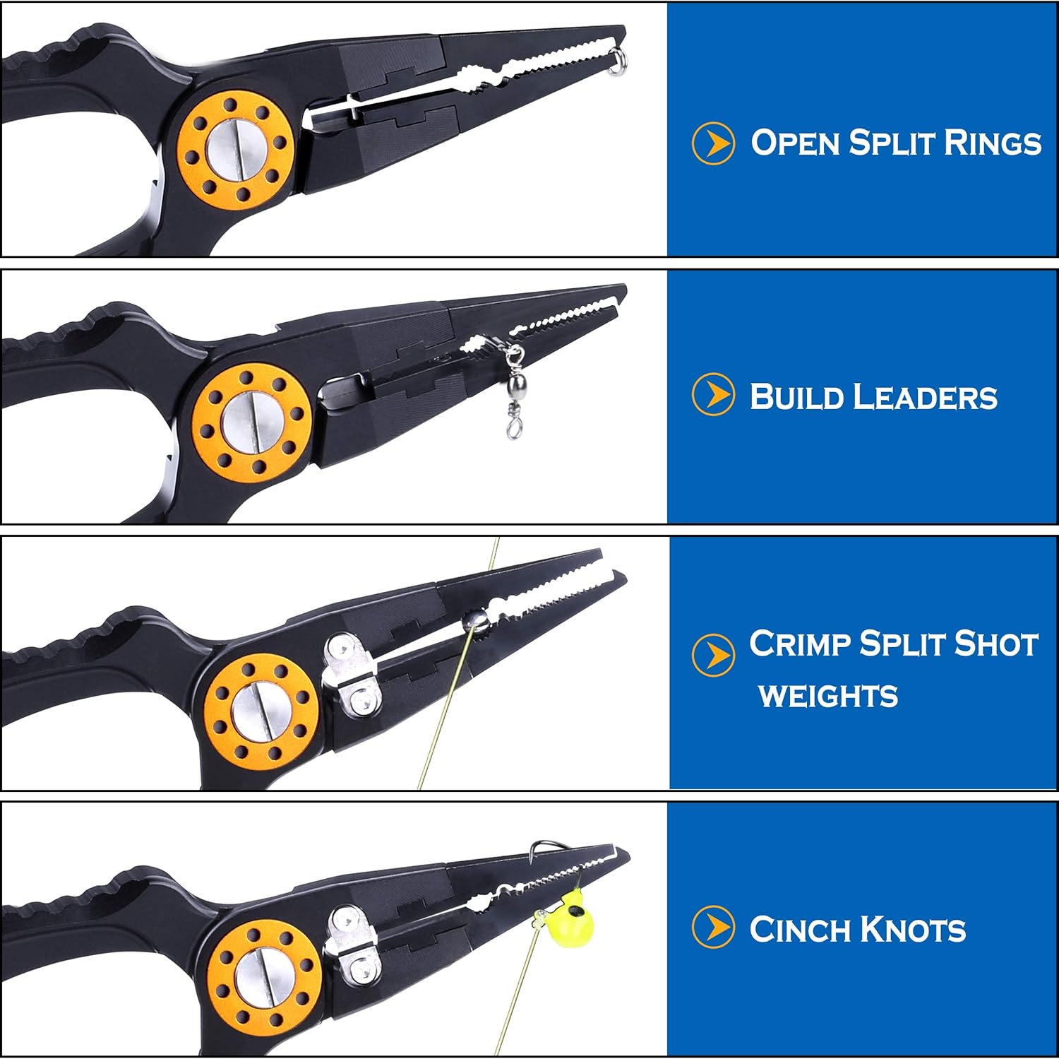 PLUSINNO 8” Fishing Pliers, 6061 Stainless Steel Fishing Tools, Split Ring Pliers Hook Removers, Tungsten Carbide Cutters, Corrosion Resistant Teflon Coating, Saltwater Resistant Fishing Gear : Sports & Outdoors